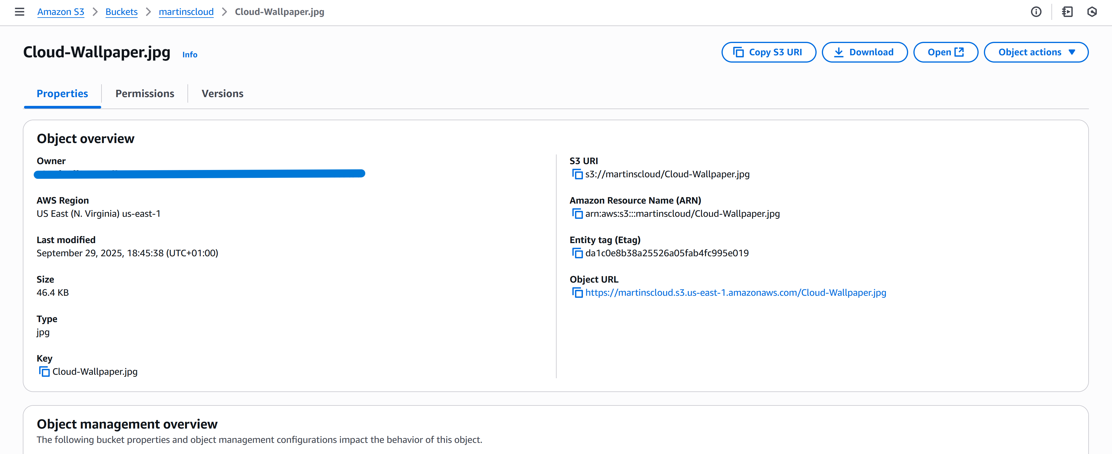 AWS S3 Screenshot
